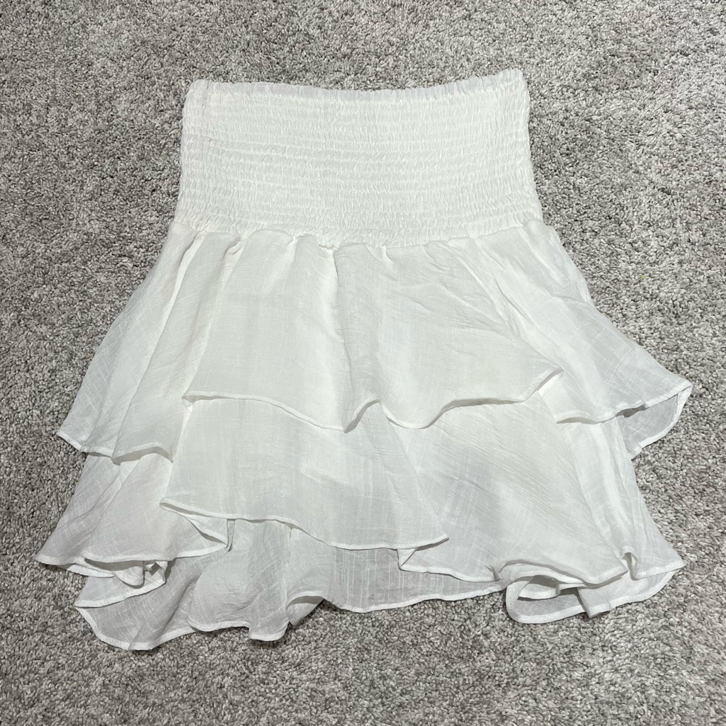 White Tiered Flowy Skirt
